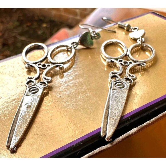 Scissor Earrings New Dangle Hooks Sewing Seamstress Cross Stitch Needlep… - Picture 5 of 12